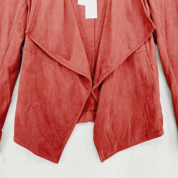 NEW BB Dakota Red CherryWood Faux Suede Open Front Lagenlook Jacket P3415 - Picture 3 of 10